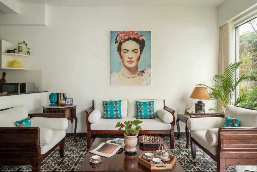 Posezení v ubytování El Rocio Estate 2bhk in Assagao 8 min away from Vagator