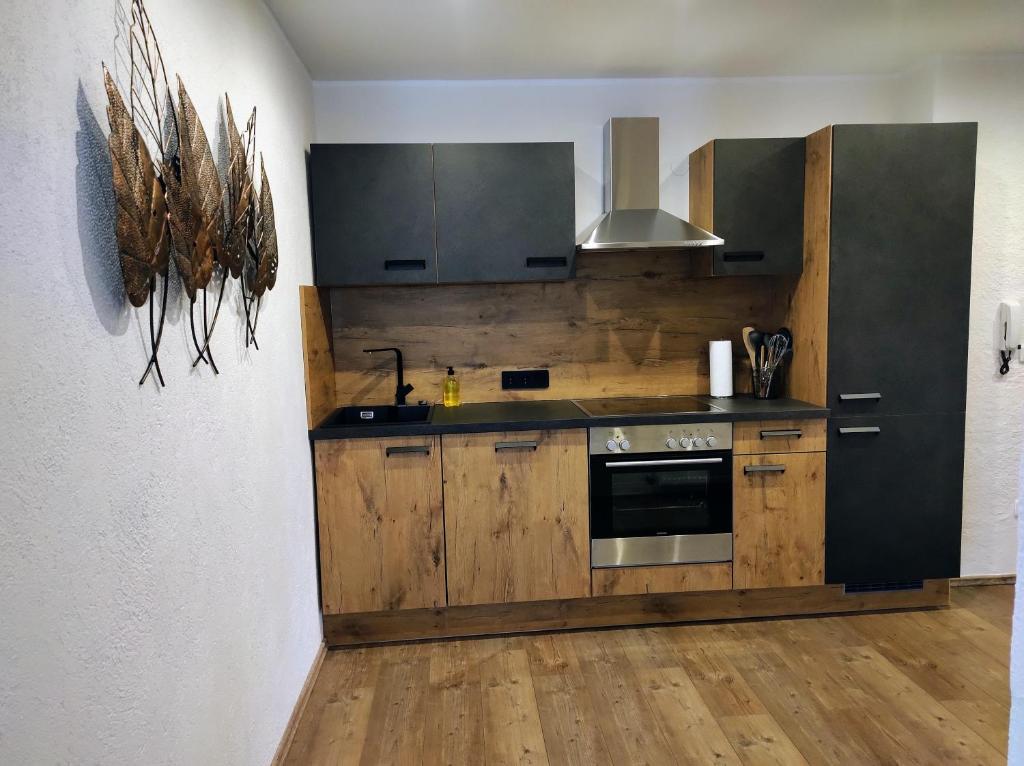Kuchyň nebo kuchyňský kout v ubytování Ferienwohnung Bergzauber