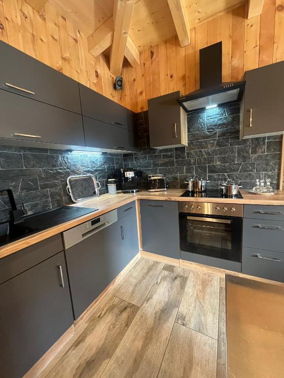 Kuchyň nebo kuchyňský kout v ubytování Luxus Apartment Nina mit Zirbenhütte