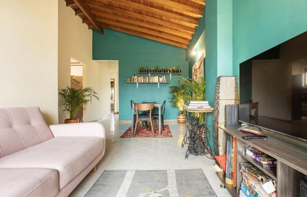 Zona de estar de Semidouble Room at Medellín's Best Location