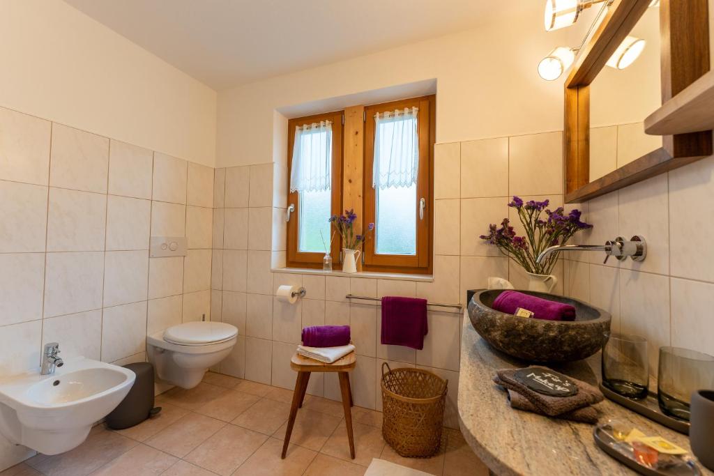 łazienka z umywalką i toaletą w obiekcie Panorama Apartment Raffeinhof w mieście Santa Valpurga