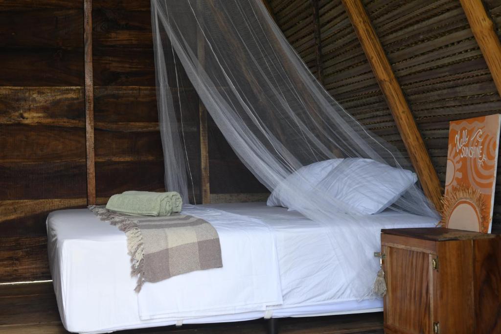 - une chambre avec un lit et une moustiquaire dans l'établissement La Chantin, à Pedregal
