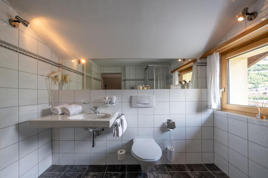 Koupelna v ubytování Hotel Alpina