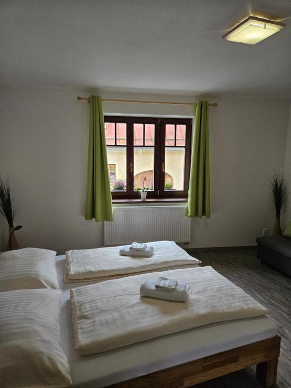 Postel nebo postele na pokoji v ubytování Apartmány Karolína - Kašperské Hory