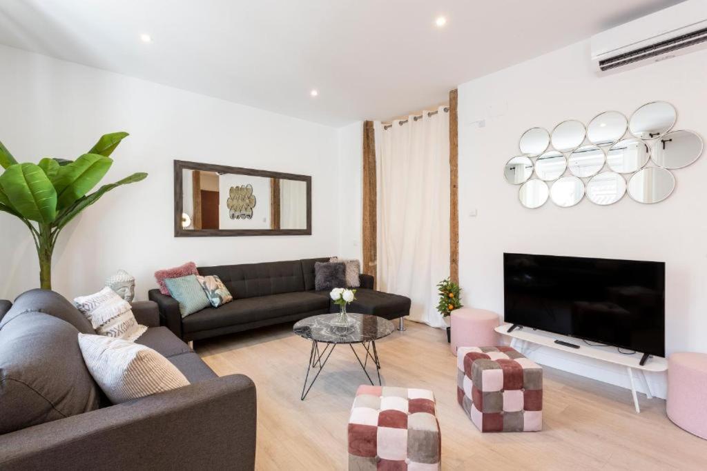 a living room with a couch and a tv at Apartamento Casco-Antiguo Tarraco in Tarragona