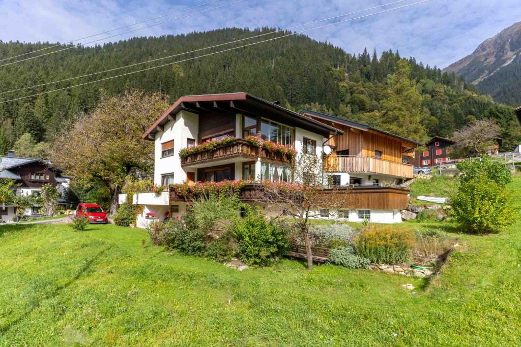 a house on a hill in a green field at Ferienwohnung Angelika in Sankt Gallenkirch
