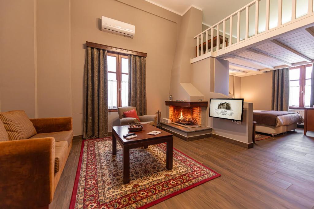 Posezení v ubytování Ef Zin Hotel Arachova