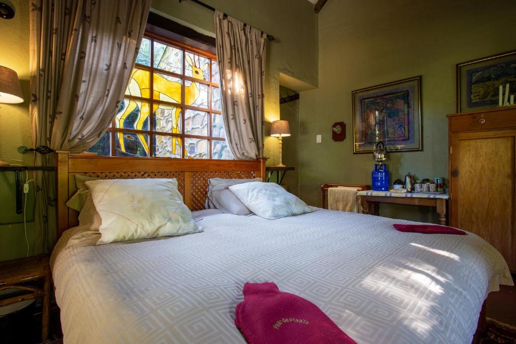 Rhenosterhoek的住宿－Paardeplaats Nature Retreat，一间卧室设有一张大床和窗户
