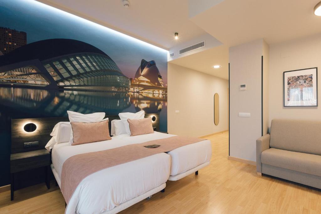 Postel nebo postele na pokoji v ubytování Palau Suites & Apartments