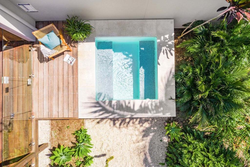 an overhead view of a swimming pool in a backyard at A Perfect Stay - Clique 1 in Byron Bay