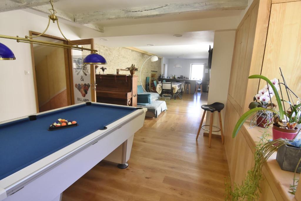 Biliár nebo kulečník v ubytování Chambres d'hôtes Les Charmettes