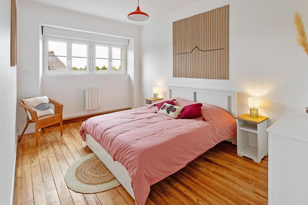 Postel nebo postele na pokoji v ubytování L'Escale de la baie !