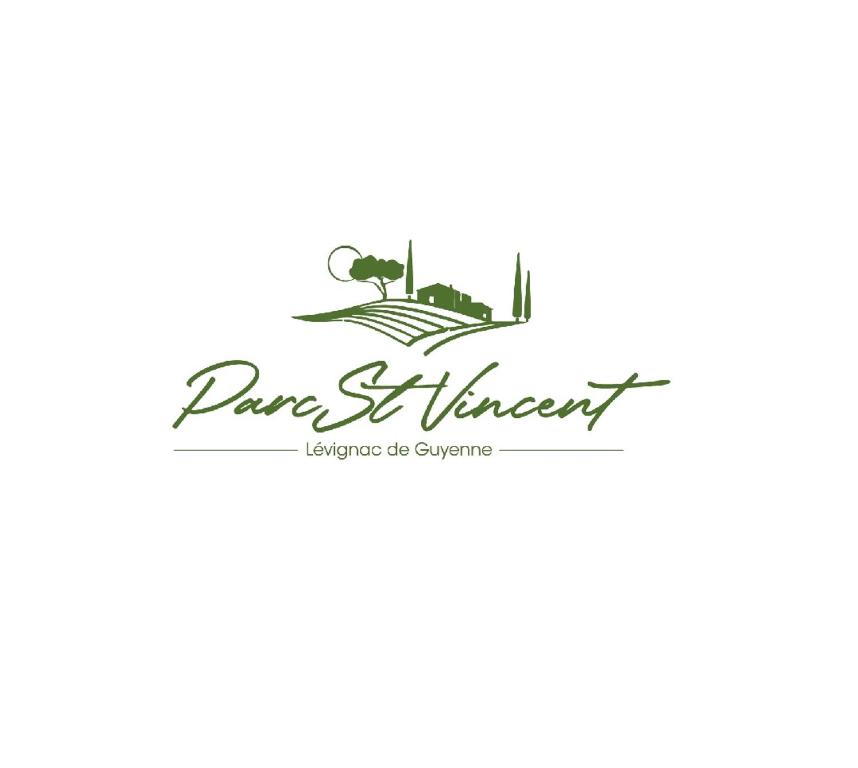 un logo pour une entreprise d'aménagement paysager plantée d'arbres sur une colline dans l'établissement Parc St Vincent, à Lévignac-de-Guyenne