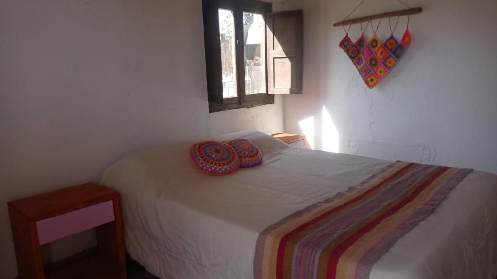 1 dormitorio con 1 cama con 2 almohadas en YANAY en Villa Unión