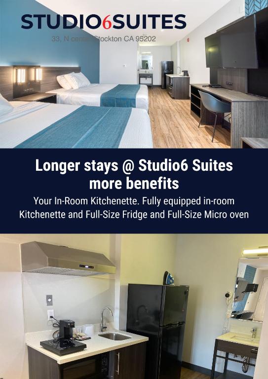 Studio 6 Suites Stockton, CA Waterfront - Chambre Quadruple De Luxe