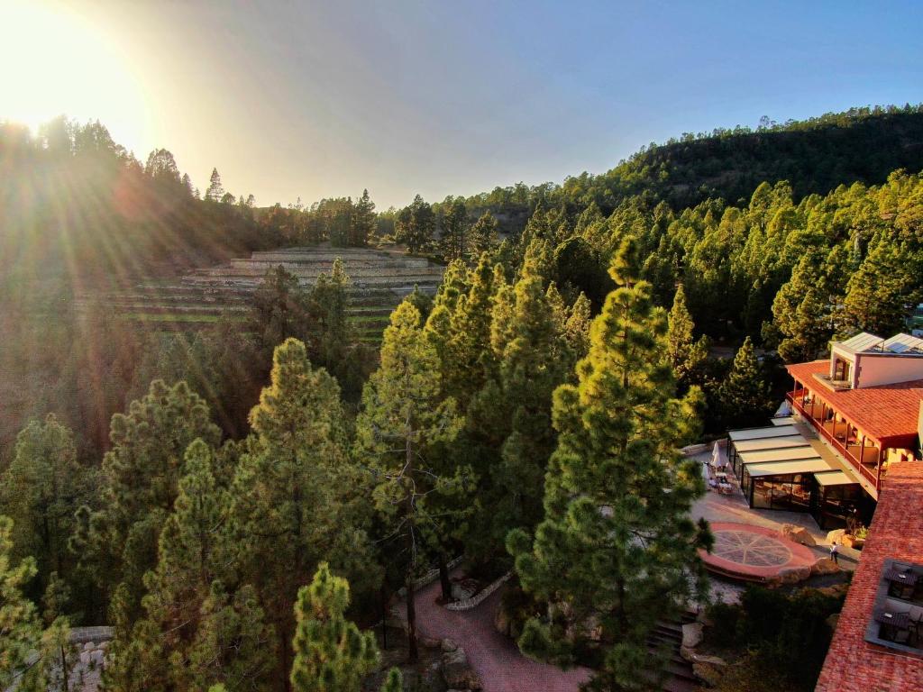 an aerial view of a resort with a forest at Hotel Spa Villalba in Vilaflor