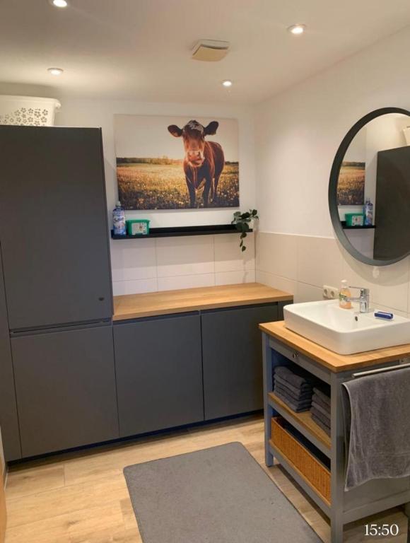 Kuchyň nebo kuchyňský kout v ubytování Moarhof Ferienwohnung1