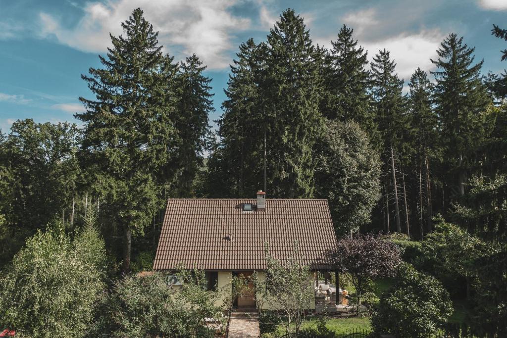 una pequeña casa en medio de un bosque en Sobótkowe Zacisze, en Sobótka