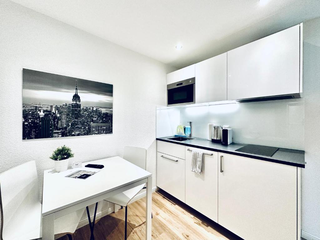 Kuchyň nebo kuchyňský kout v ubytování Business Apartment ZIMMERzuVERMIETEN in Solothurn