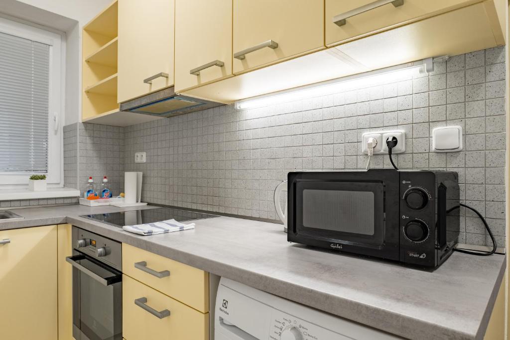 Kuchyň nebo kuchyňský kout v ubytování Apartmány Borská Plzeň