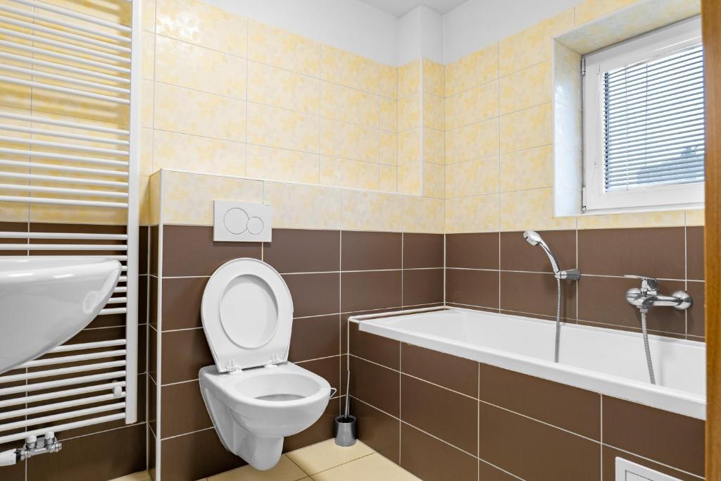 Koupelna v ubytování Apartmány Borská Plzeň