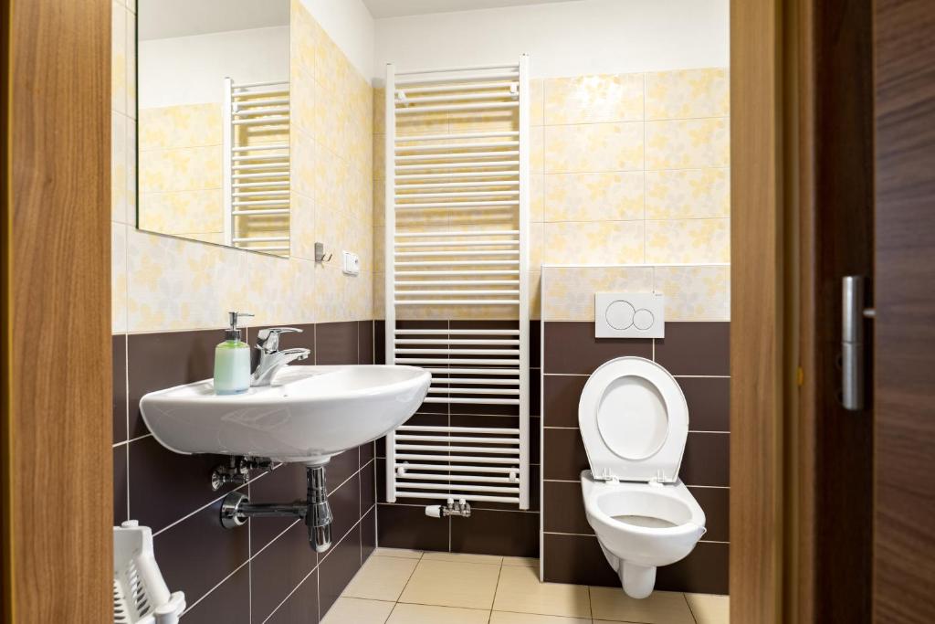 Koupelna v ubytování Apartmány Borská Plzeň