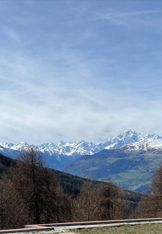 - une vue sur les montagnes enneigées depuis une route dans l'établissement Nel cuore di Pila, à Pila