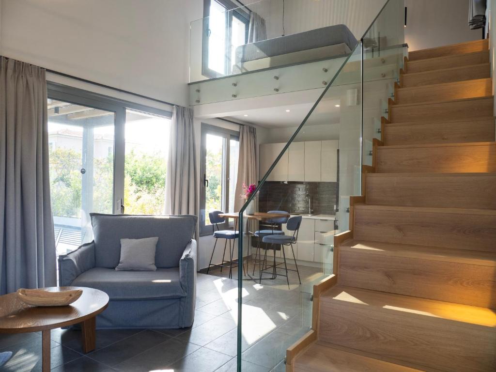 Posezení v ubytování Sea breeze suites Mistral 4 per with private pool