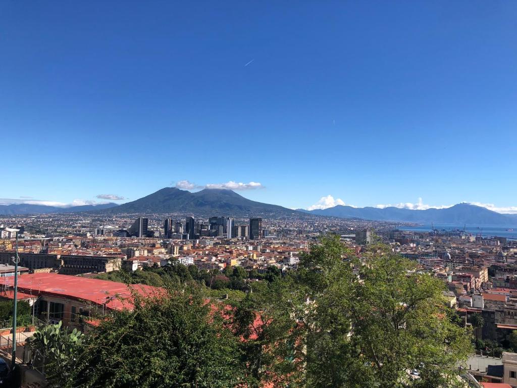 uma vista para uma cidade com montanhas ao fundo em Nanà Home em Nápoles