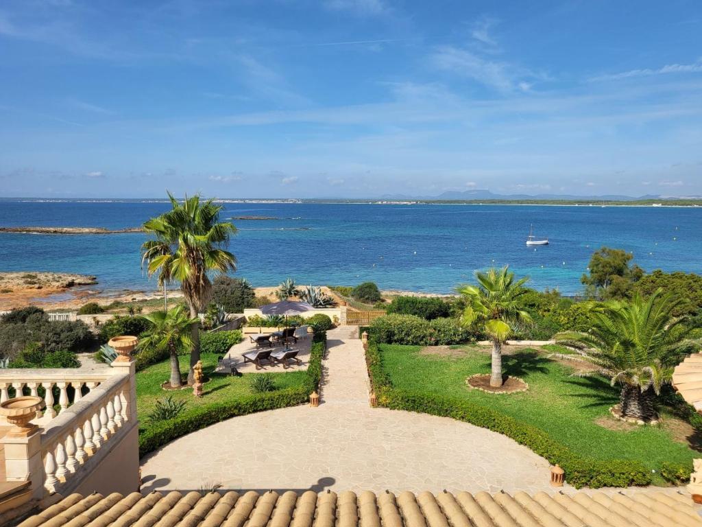 a view of the ocean from the balcony of a house at Holiday Home Las Gaviotas Style & Charm by Interhome in Colonia Sant Jordi