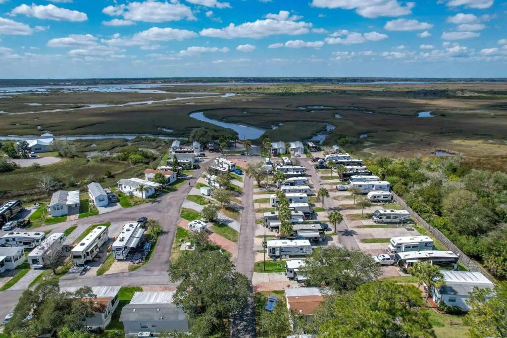 an aerial view of a parking lot with rvs at Ocean Grove RV Resort St Augustine in St. Augustine