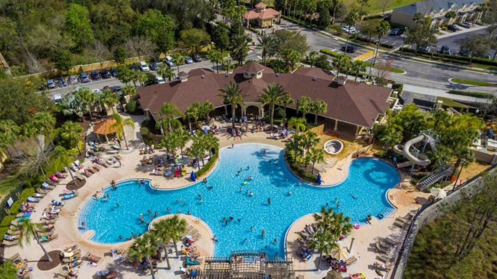 an overhead view of a pool at a resort at Windsor Hills 4BR's Mickeys Ranch Near Disney in Orlando