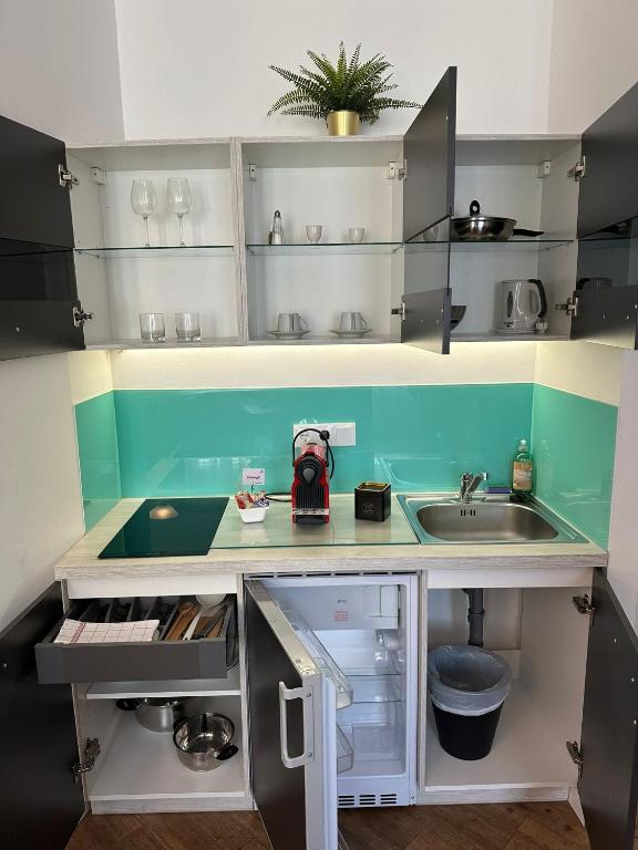 Kuchyň nebo kuchyňský kout v ubytování Versava Apartments