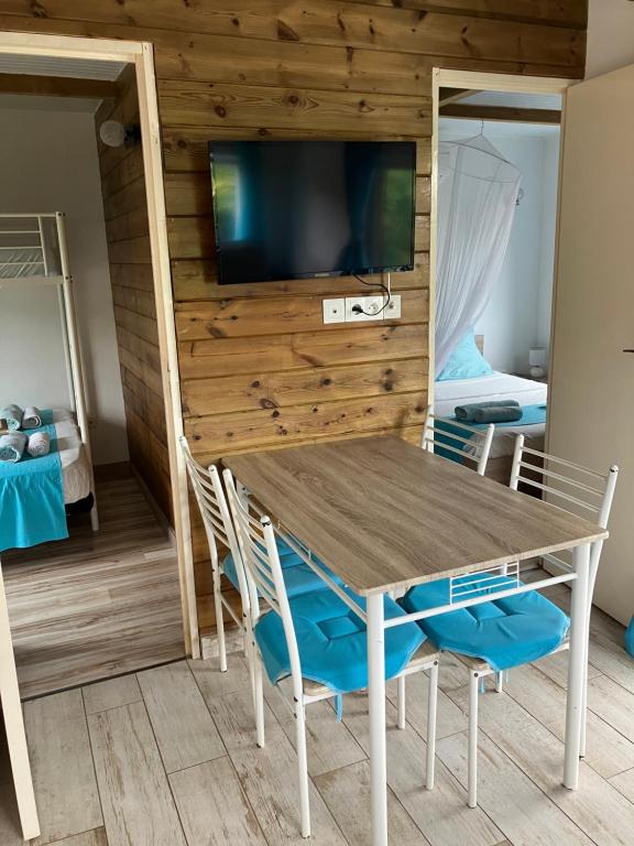 TV a/nebo společenská místnost v ubytování Gîte Ty Koko