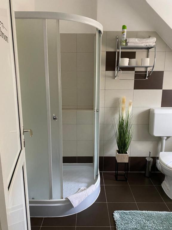 Koupelna v ubytování Oreo Apartman
