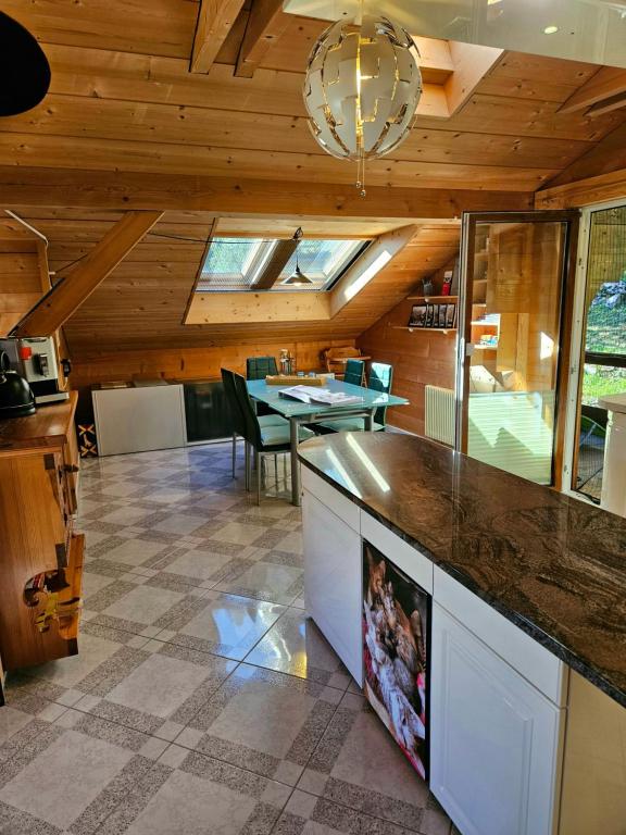 Kuchyň nebo kuchyňský kout v ubytování Gemütliche FeWo mit Sauna inmitten der Berge