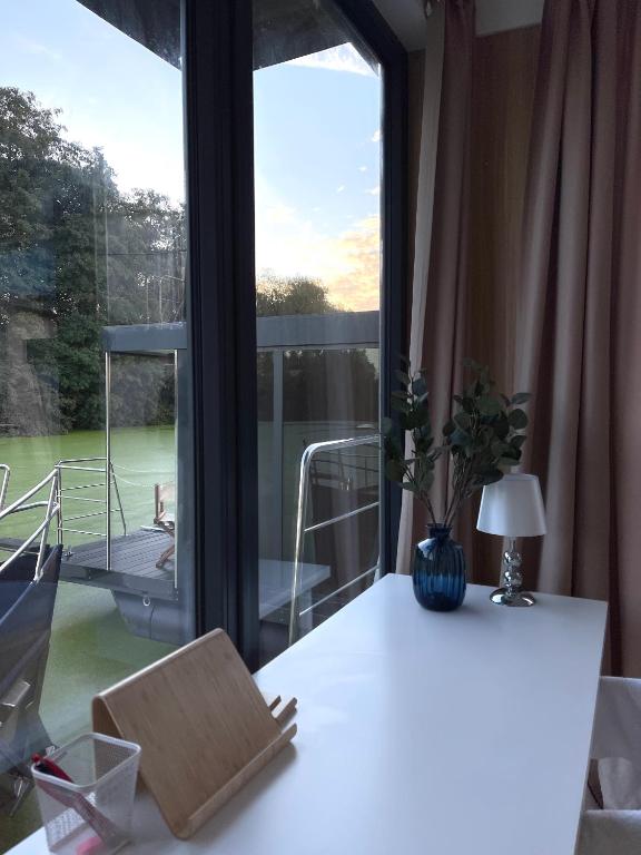 Balkón nebo terasa v ubytování 80qm privates Hausboot in Hamburg-Mitte
