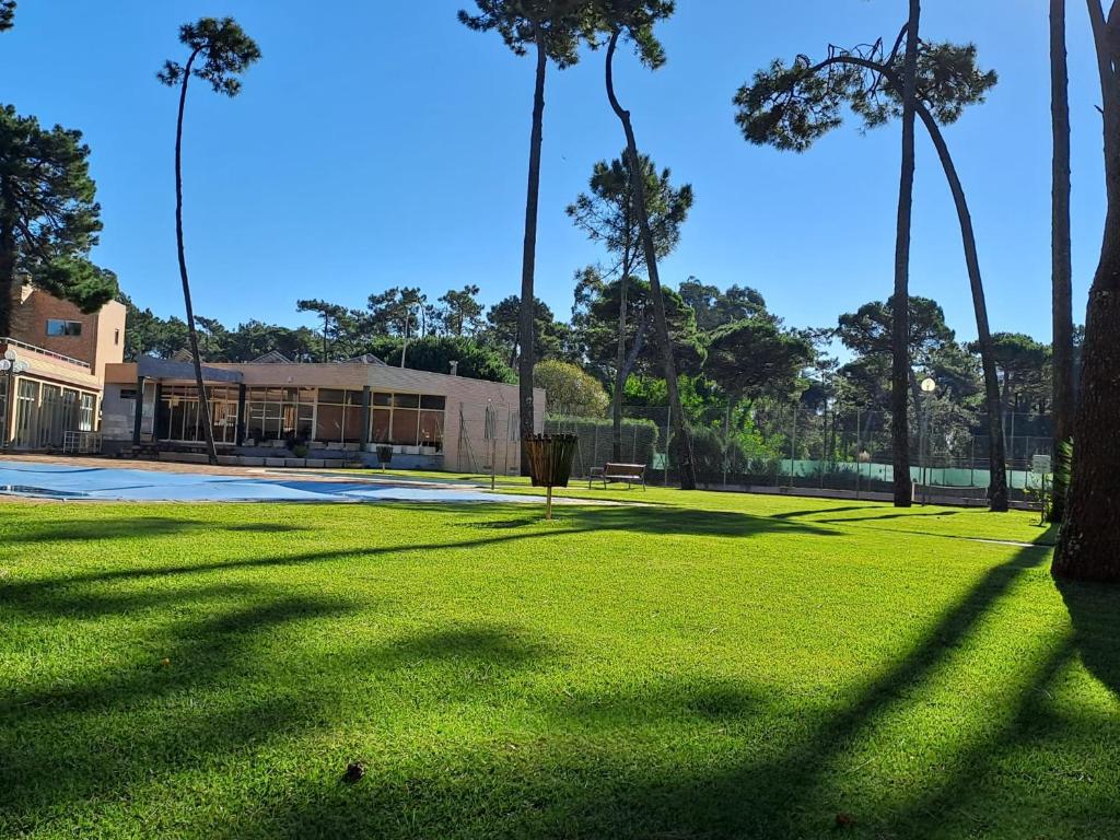 a park with palm trees and a building at Little Paradise AL - Fão in Fão