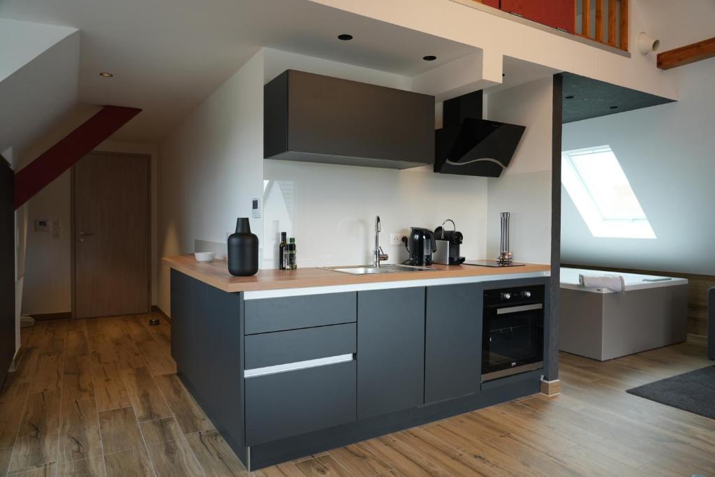 Kuchyň nebo kuchyňský kout v ubytování Gite Spa L'Atelier Emile - Spa Privatif - 5 min COLMAR