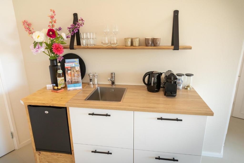 Kuchyň nebo kuchyňský kout v ubytování Bed & Bike Op Texel