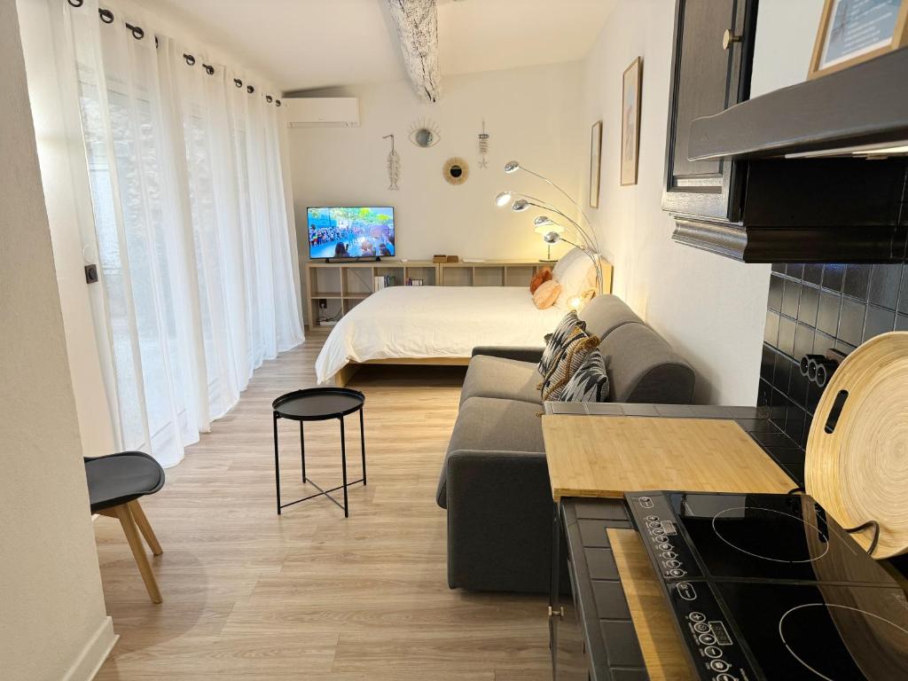 Charmant studio climatisé à 200m de la plage - Apartamento De Una Habitación