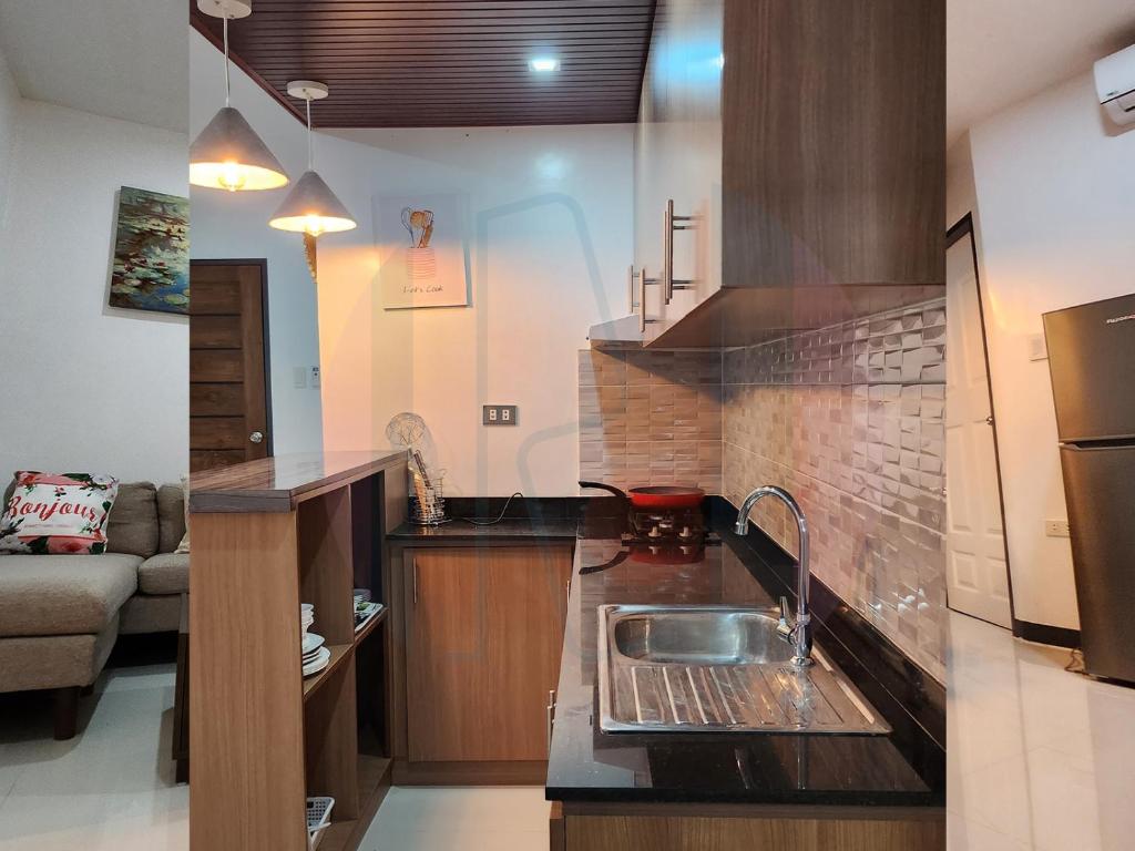 - une cuisine avec un évier et un comptoir dans l'établissement Ricres Apartment, à Babak