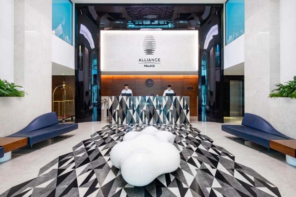 a rendering of the lobby of the jumeirah hotel at Alliance Palace Batumi in Batumi