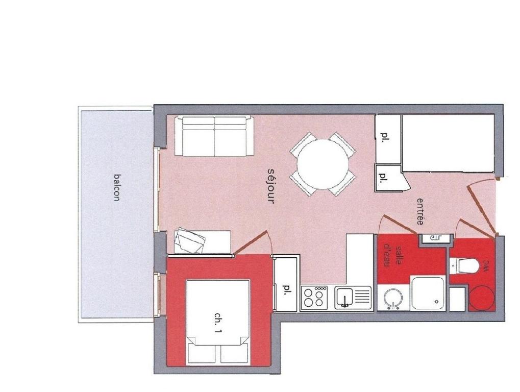 Plano de Appartement cosy, 5 personnes, 1 chambre, 1 coin montagne - ECRINI06