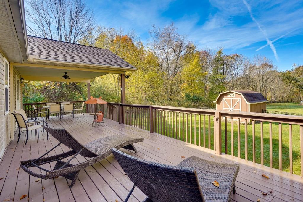 a deck with chairs and a table and a gazebo at Charming Howard Getaway with Deck, 1 Mi to Lake! in Howard