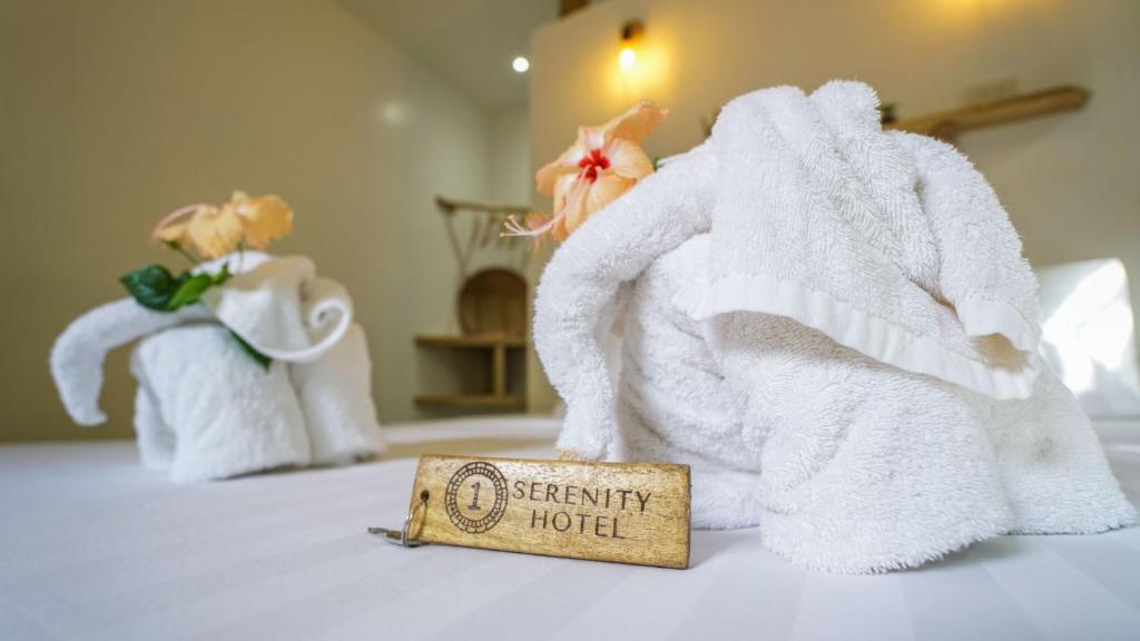 Postel nebo postele na pokoji v ubytování Serenity Hotel
