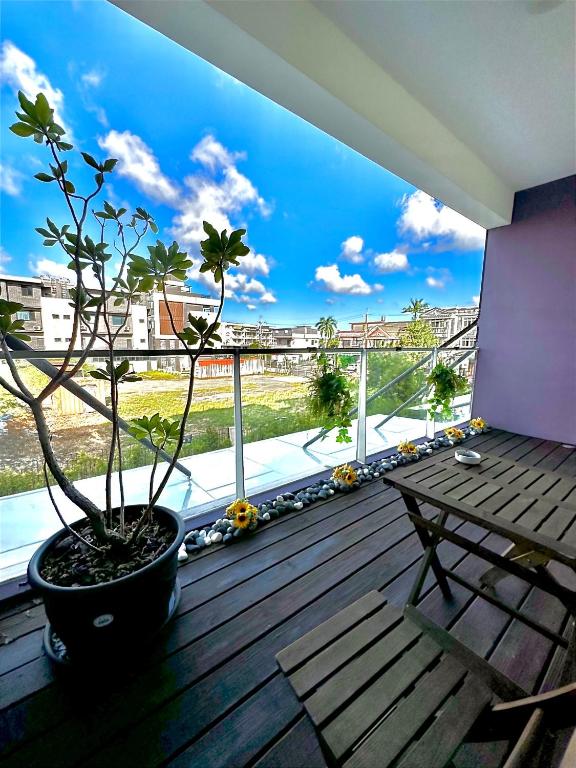 Balkón nebo terasa v ubytování Luodong warm house