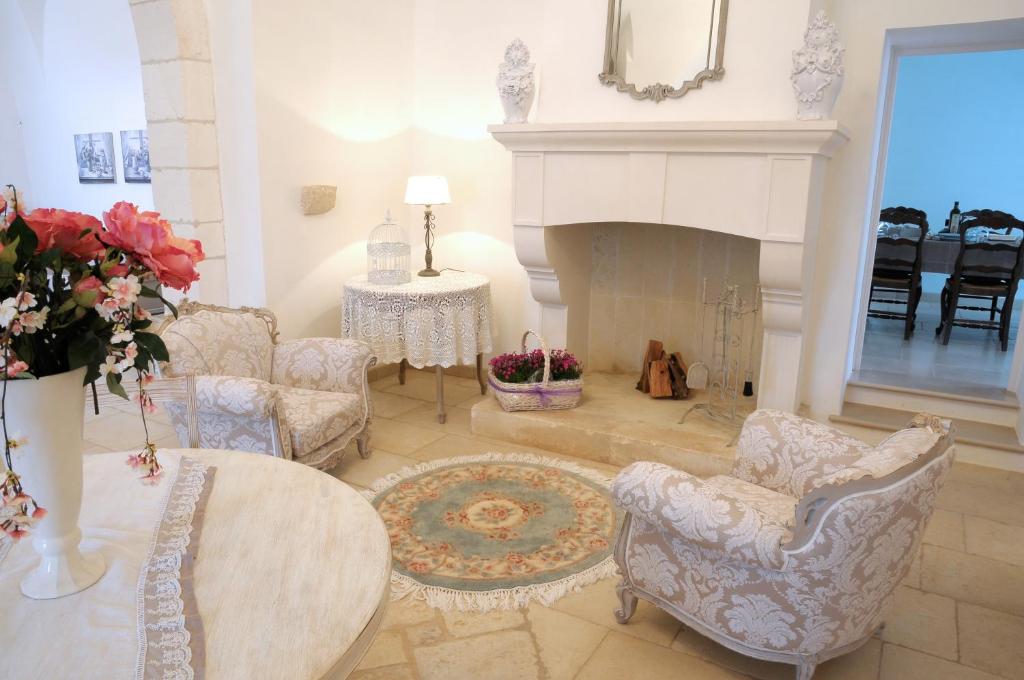 A seating area at Masseria Luco