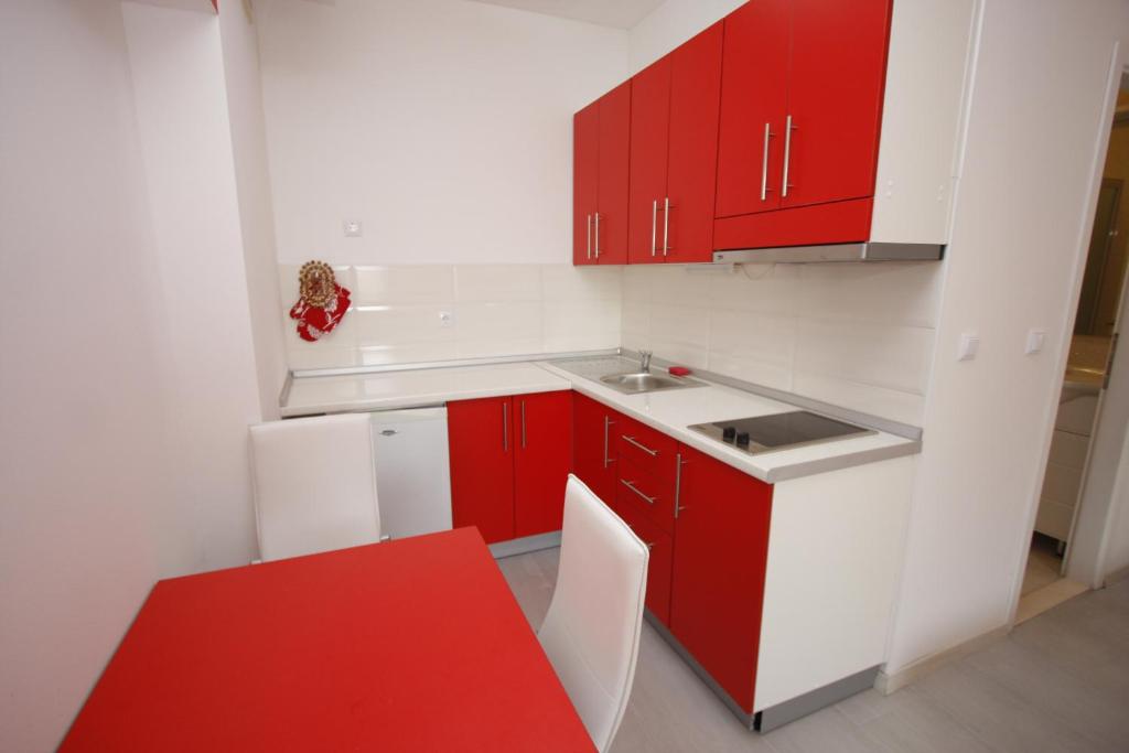 Kuchyň nebo kuchyňský kout v ubytování Apartments Lidus