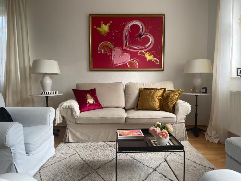 Posezení v ubytování Am Apfelbaum, ein Ferienhaus zwischen Rhein und Mosel